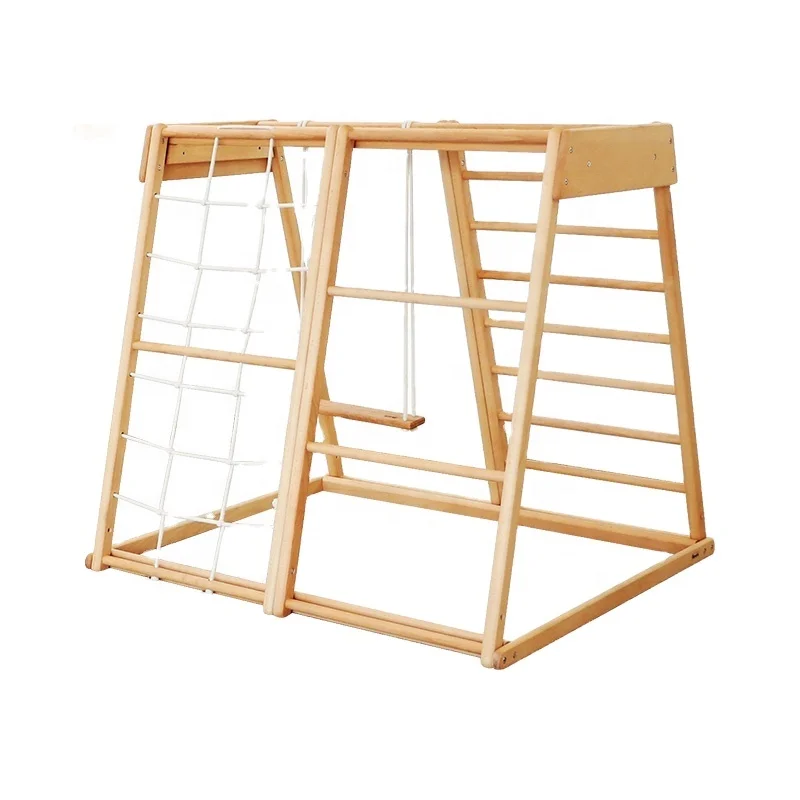 Kids Outdoor Wooden Climbing Frame - Drewniana drabinka sznurkowa dla dzieci do