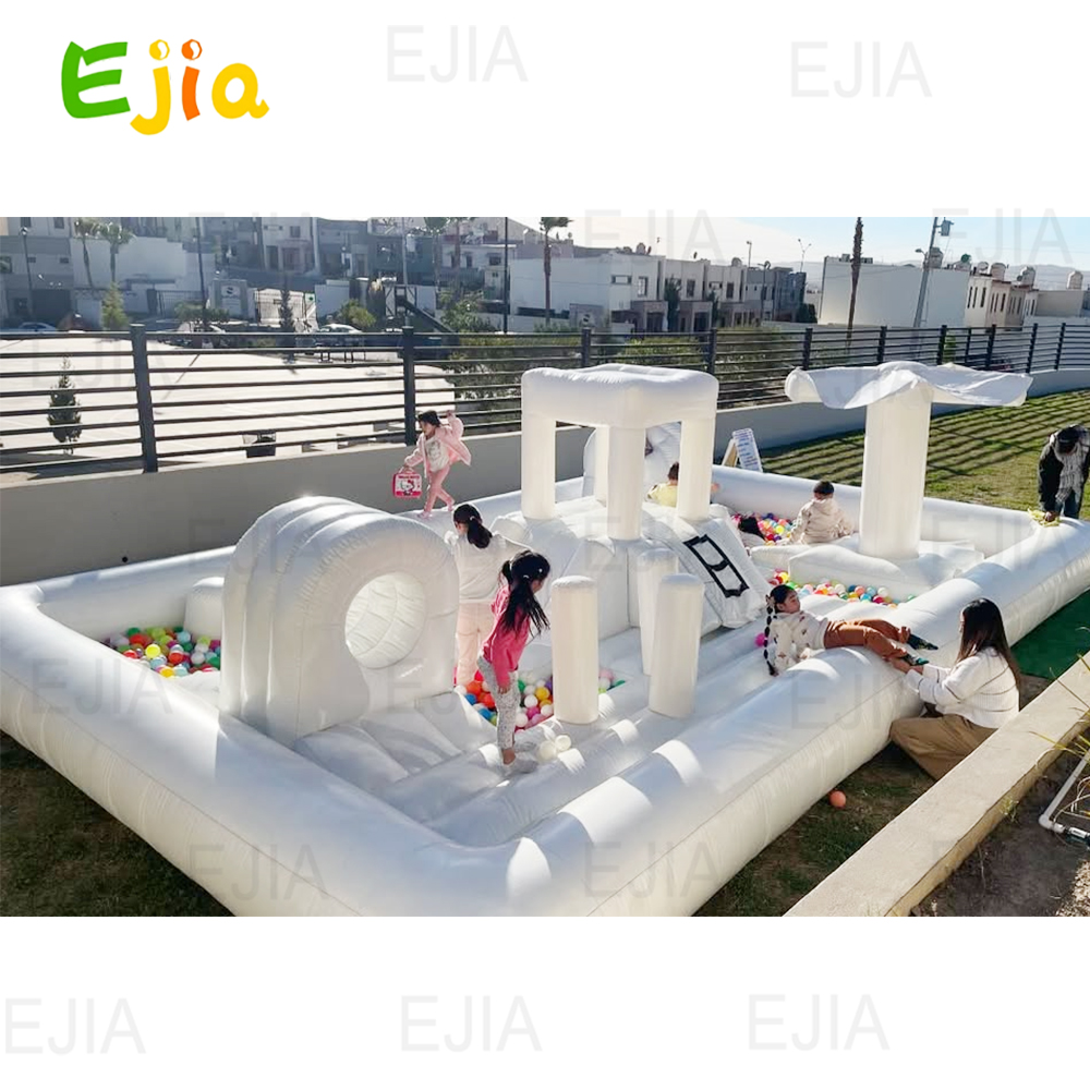 Kids Outdoor Obstacle Course Equipment - Nadmuchiwany bramkarz zjeżdżalnia wodna basen białe