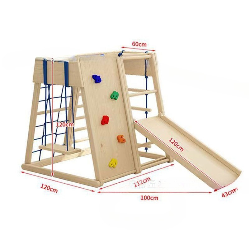Kids Outdoor Wooden Climbing Frame - Drewniana klatka do wspinaczki ze zjeżdżalnią