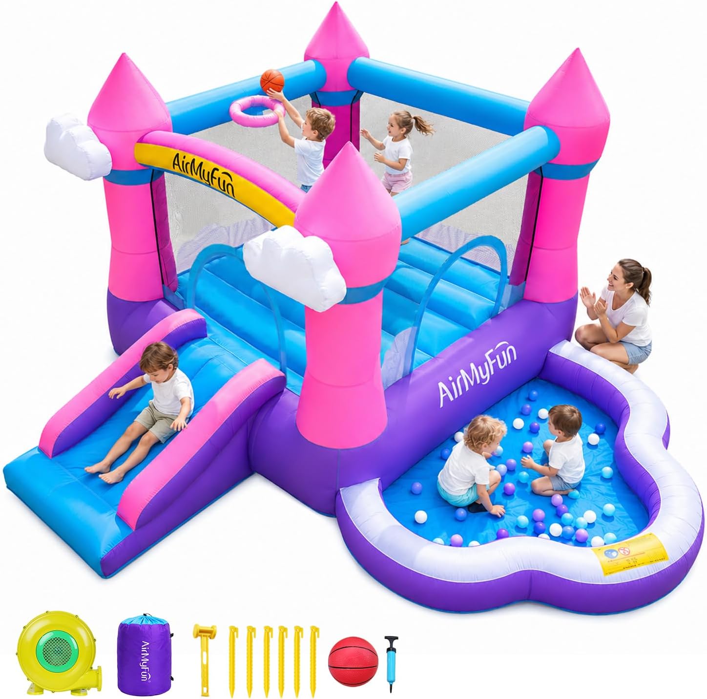 Kids Outdoor Ball - Różowy dmuchany zamek do skakania dla