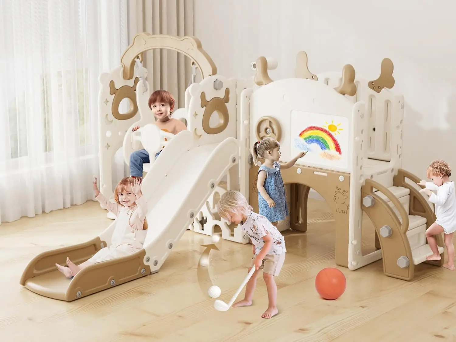 Kids Outdoor Swing - Zestaw zjeżdżalni i huśtawki 13 w