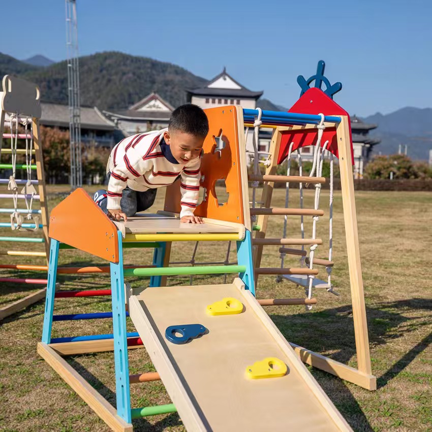 Duża, solidna drewniana konstr – Kids Outdoor Wooden Climbing Frame recenzja i cena