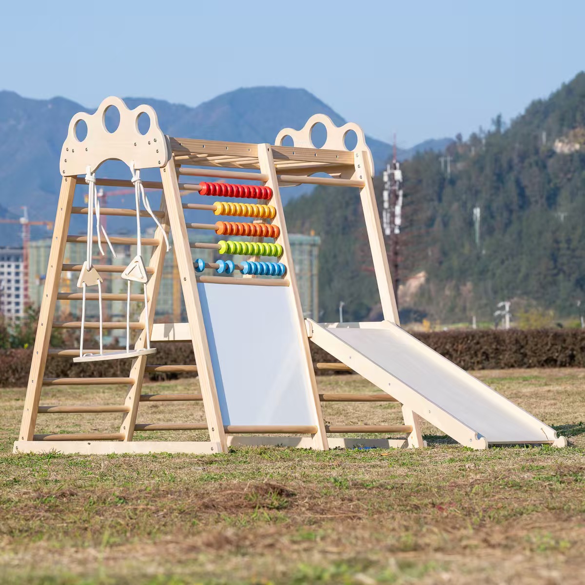 Duża, solidna drewniana konstr – Kids Outdoor Wooden Climbing Frame recenzja i cena