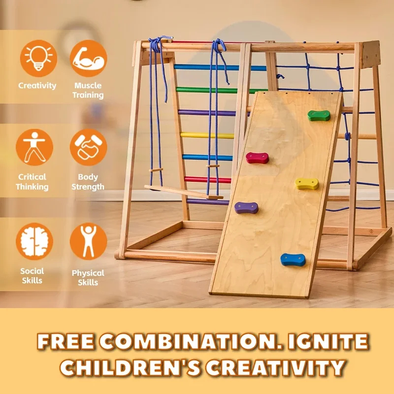 Drewniany zestaw do wspinaczki – Kids Outdoor Wooden Climbing Frame recenzja i cena