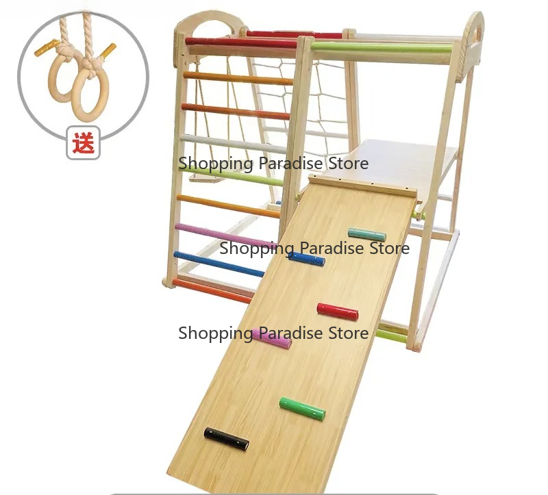Drewniany tęczowy zestaw do ws – Kids Outdoor Wooden Climbing Frame recenzja i cena
